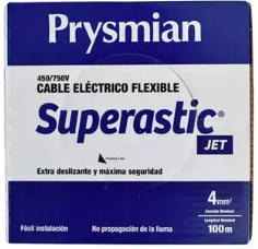 ROLLO 100MTS DE  CABLE UNIPOLAR 4MM2 ROJO SUPERASTIC PRYSMIAN