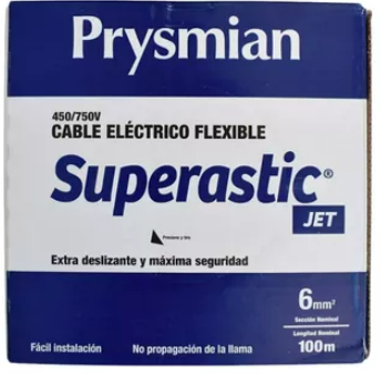 ROLLO 100MTS DE  CABLE UNIPOLAR 6MM2 ROJO SUPERASTIC PRYSMIAN