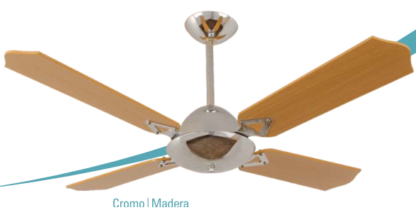 VENTILADOR DE TECHO CURVO ACERO PULIDO MADERA NOVO VENT (3020)