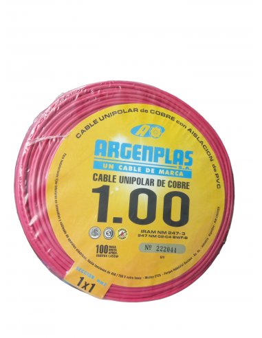 ROLLO 100 METROS CABLE UNIPOLAR 1MM2 ROJO  NM247-3 ARGENPLAS (U1)