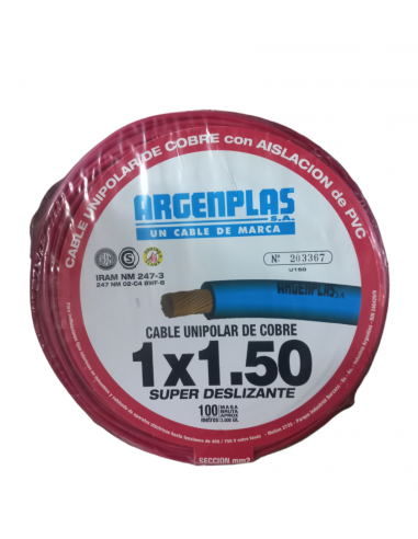 ROLLO 100 METROS CABLE UNIPOLAR 1.5MM2 ROJO  NM247-3 ARGENPLAS (U1.5)